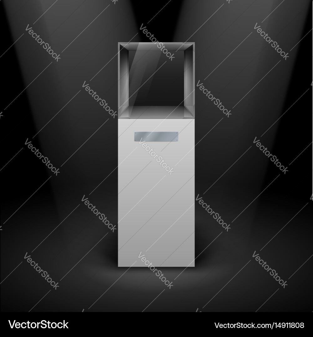Empty glass showcase in cube form vector image