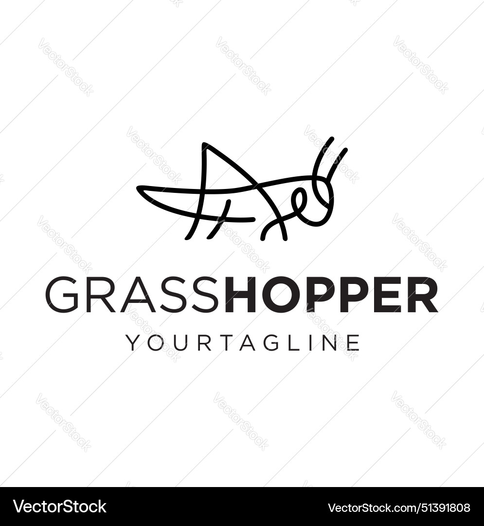 Grasshopper mantis logo line abstract insect vector image