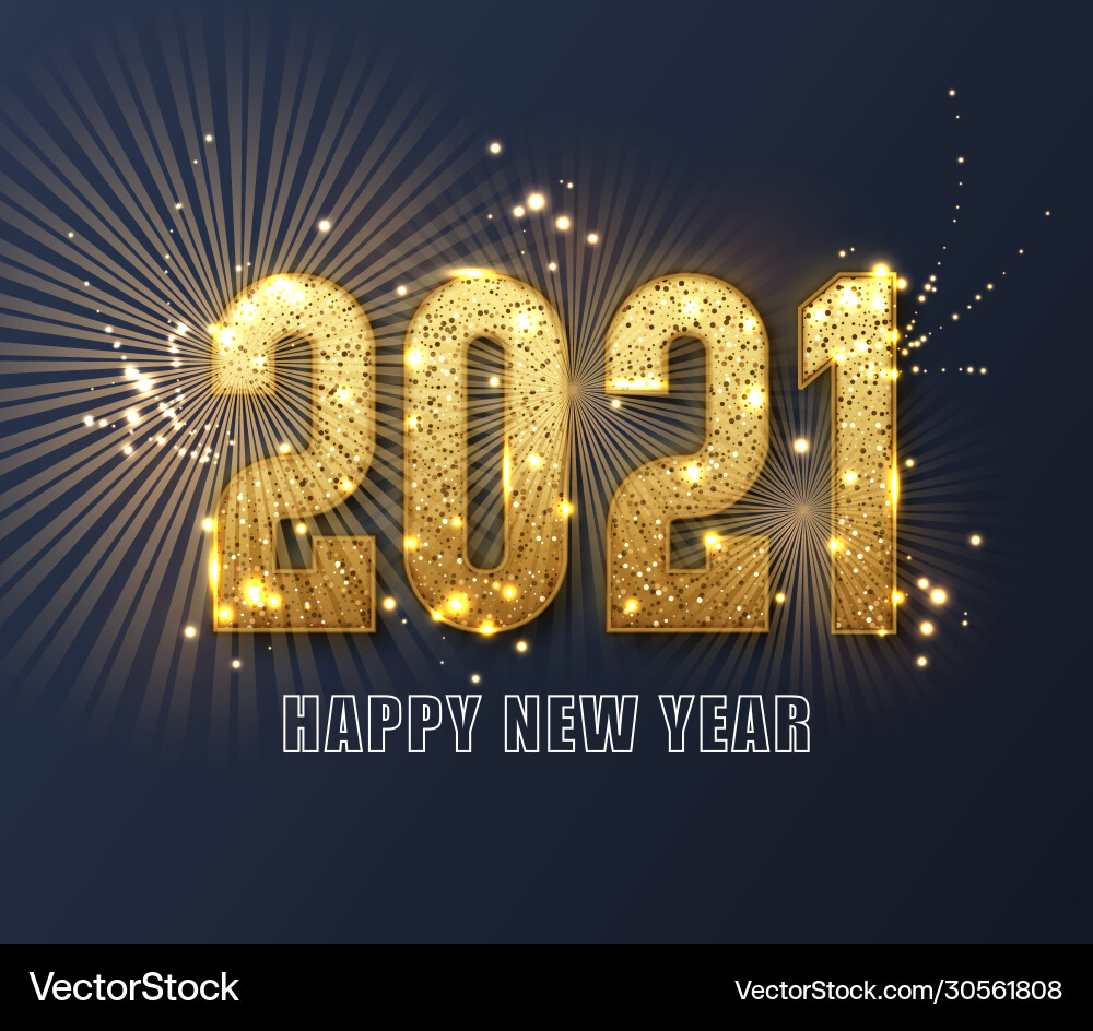 Happy new year 2020 with glitter isolated on dark Happy new year 2020 with glitter isolated on dark vector image