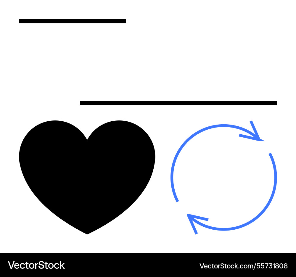 Heart and recycling loop with minimalist lines Heart and recycling loop with minimalist lines vector image