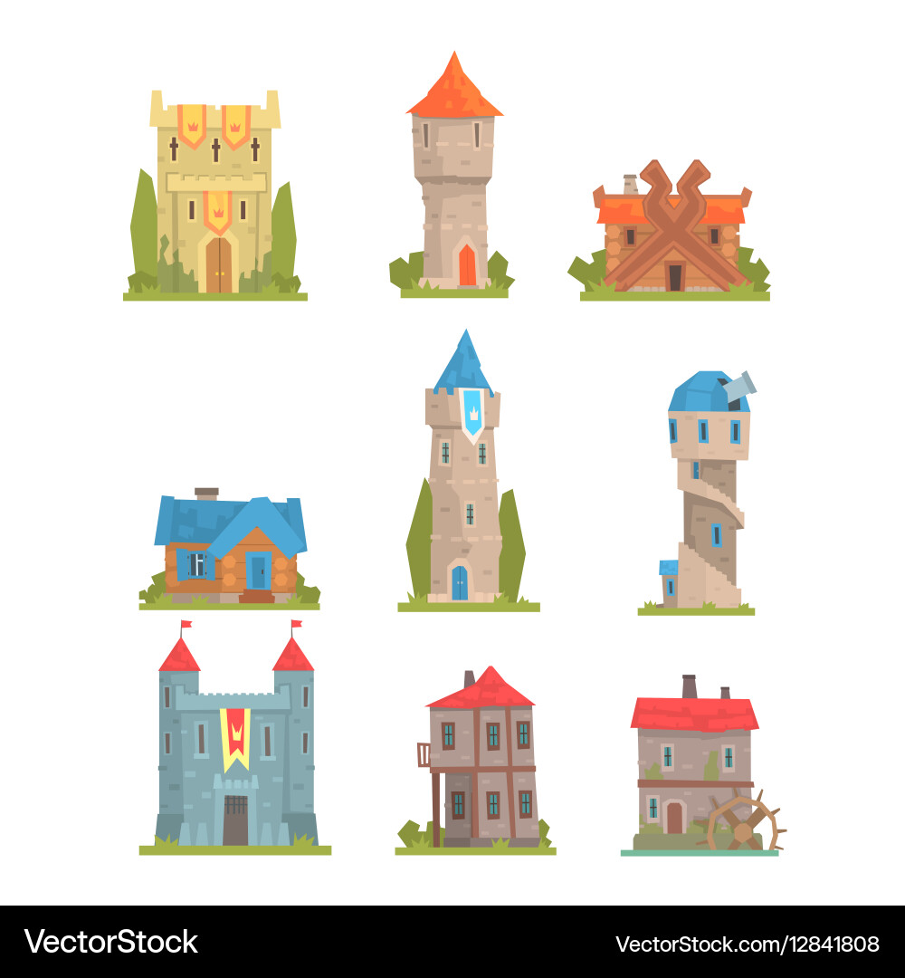 Medieval Architecture Collection vector image