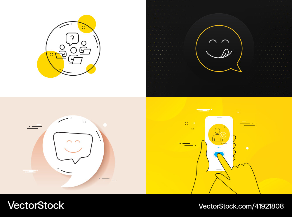 Minimal set of teamwork question yummy smile Minimal set of teamwork question yummy smile vector image