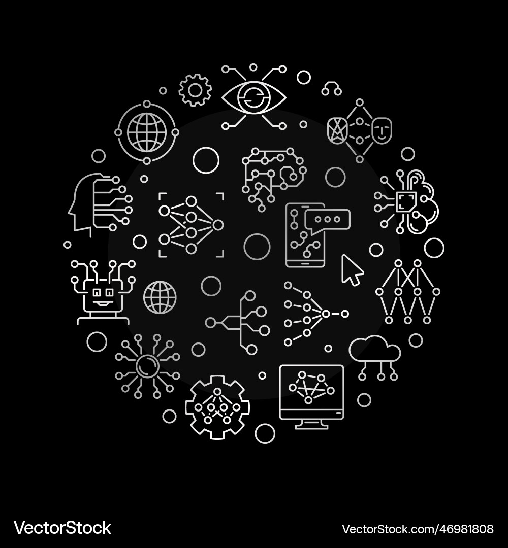 Ml or machine learning concept outline creative Ml or machine learning concept outline creative Vector Image