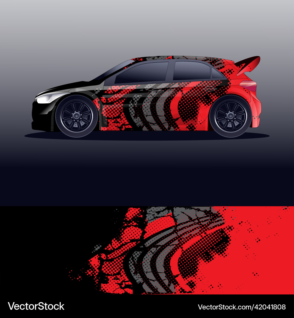 Rally car decal graphic wrap Vector Image