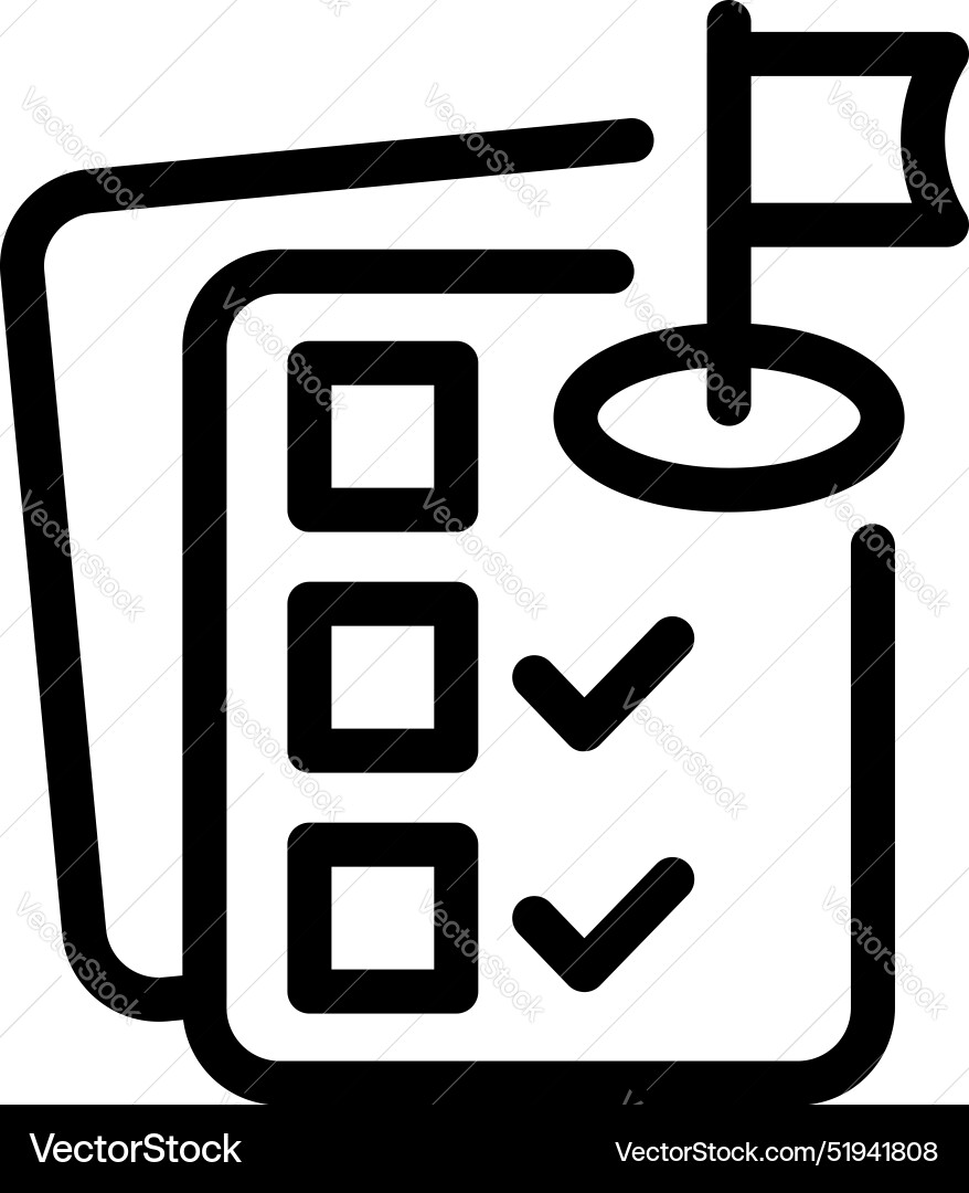 Reaching goals by completing tasks on checklist Reaching goals by completing tasks on checklist Vector Image