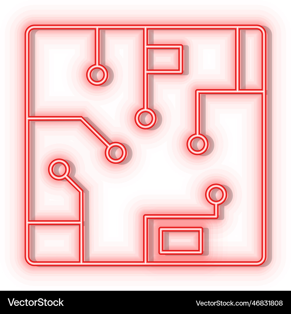 Retro style red neon icon chip computer Vector Image