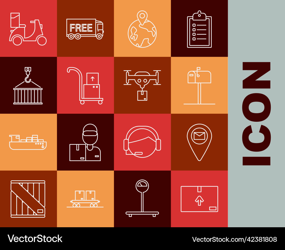Set line cardboard box with traffic symbol Set line cardboard box with traffic symbol vector image