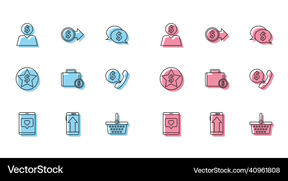 Set line mobile phone and like with heart Set line mobile phone and like with heart vector image