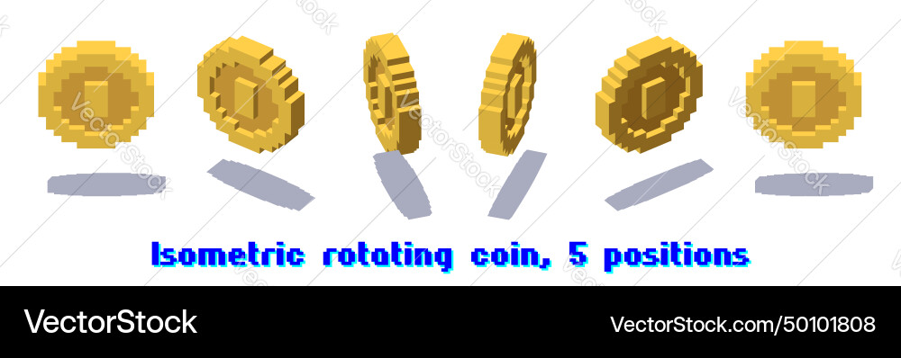 Set of rotating pixel coins for game or app Set of rotating pixel coins for game or app vector image