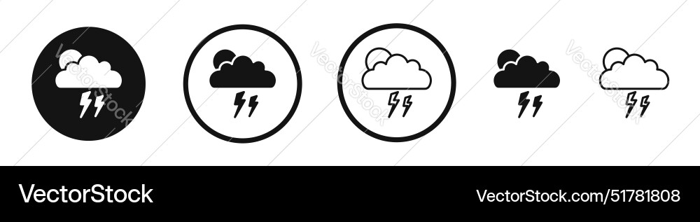 Thunderstorm icon setthunder lightning symbol Vector Image