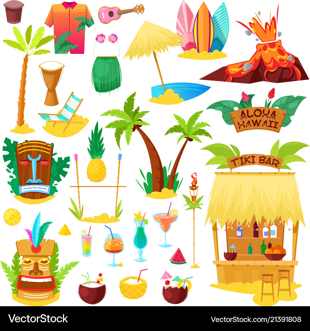 Tropical Hawaiian Beach Scene Vector Image