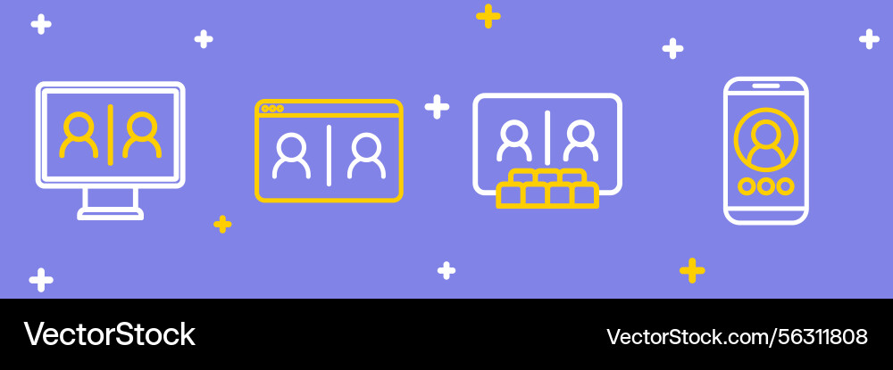 Video Conference & Chat Icon Set Royalty Free Vector