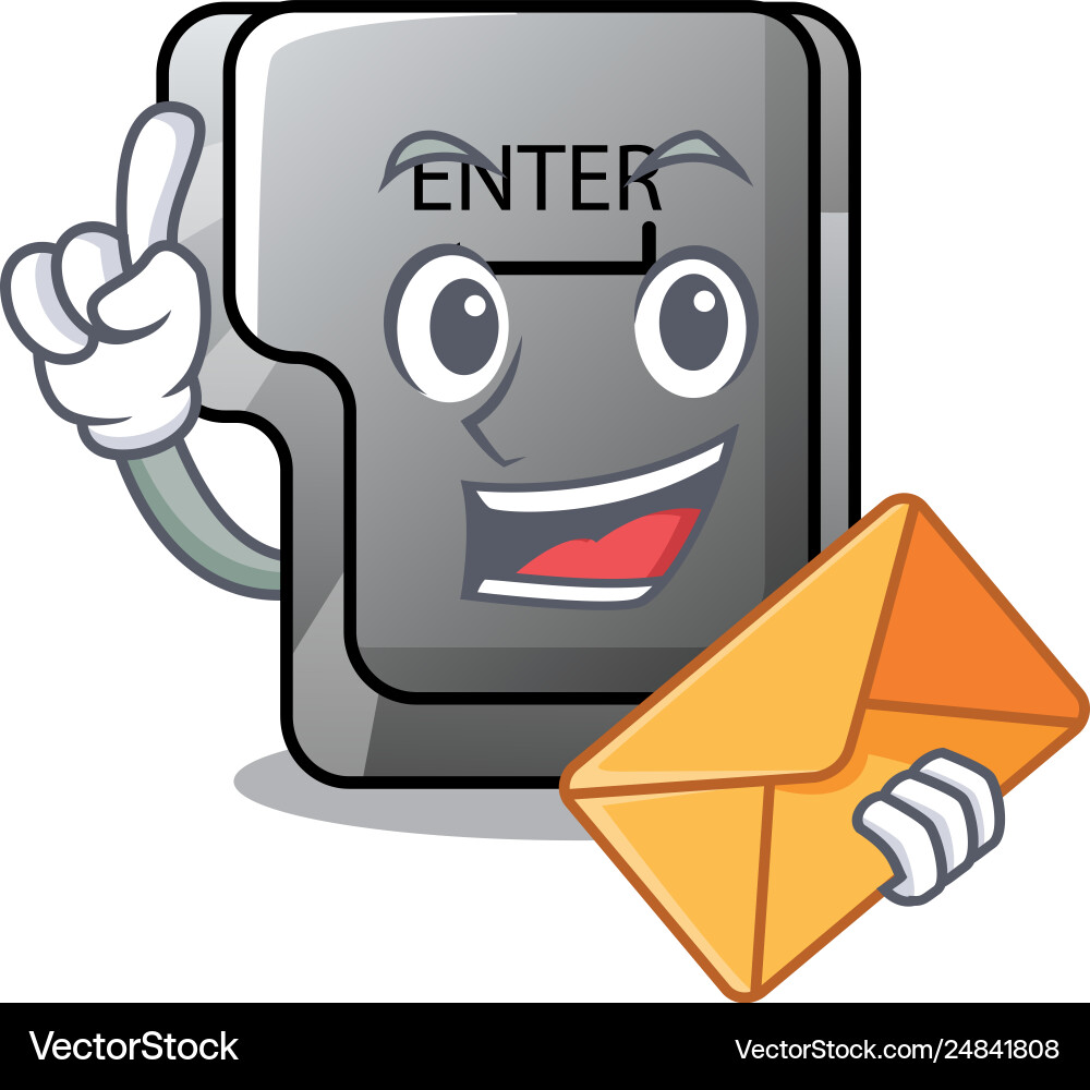 With envelope button enter on a keyboard character vector image