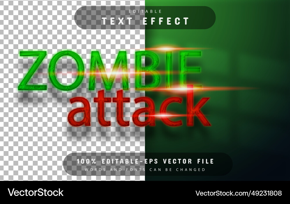 Zombie attack text effect Zombie attack text effect Vector Image