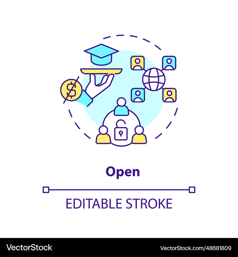 2d customizable colorful thin linear icon open 2d customizable colorful thin linear icon open vector image