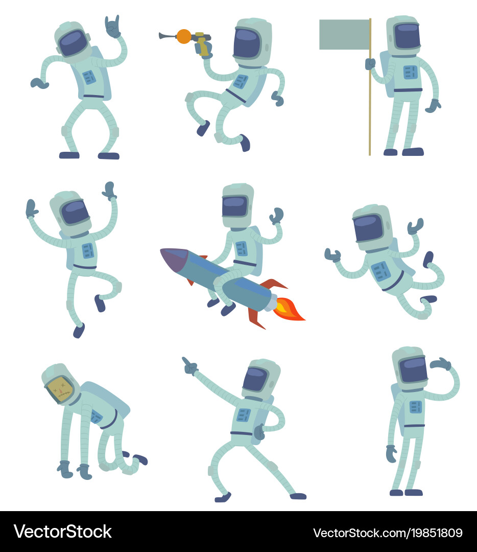 Alien character astronaut in space working vector image