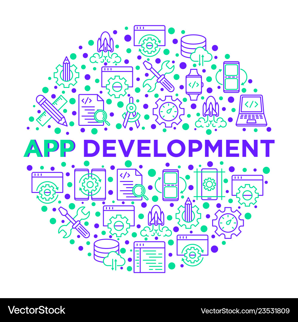 App development concept in circle App development concept in circle vector image