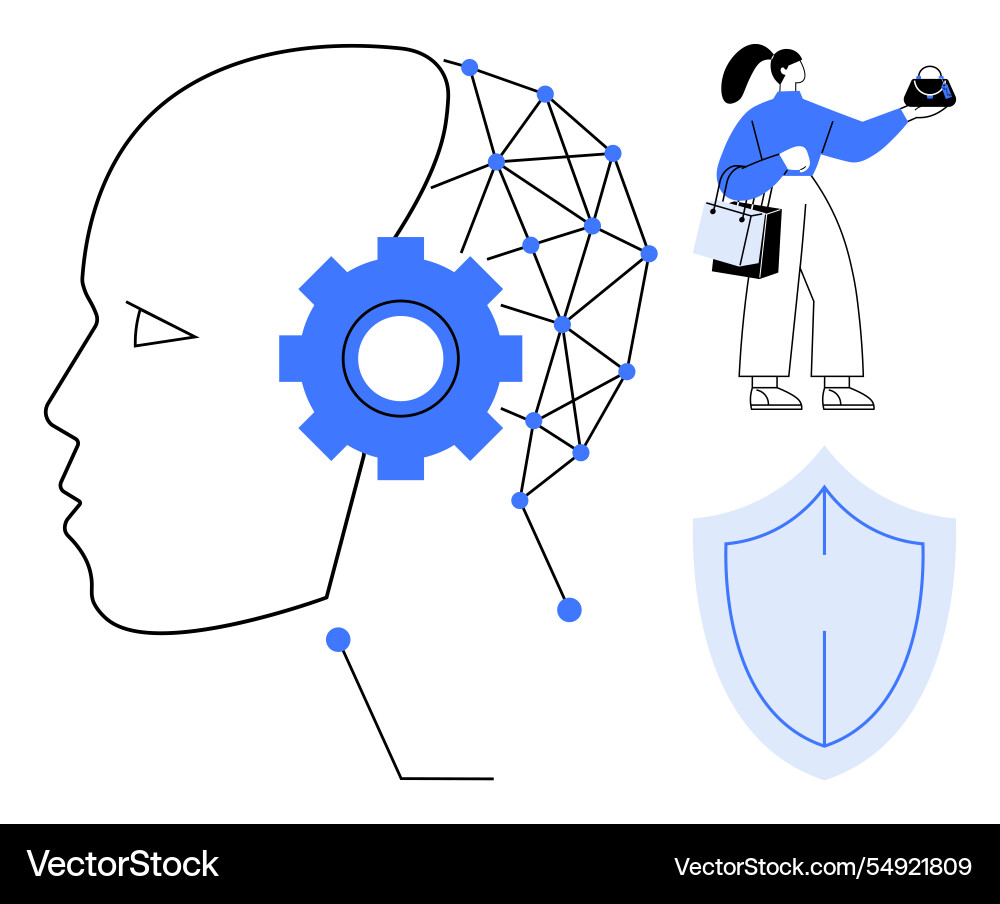 Artificial intelligence integration cybersecurity Artificial intelligence integration cybersecurity vector image