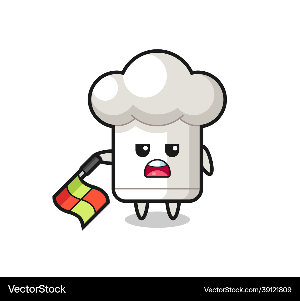 Chef hat character as line judge hold the flag Vector Image