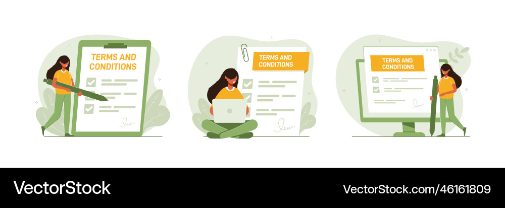 Contract set character gets Vector Image