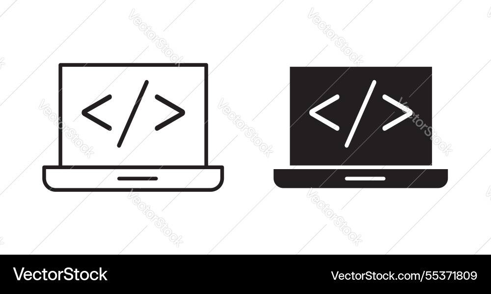 Display code icon set in thin line for web Vector Image