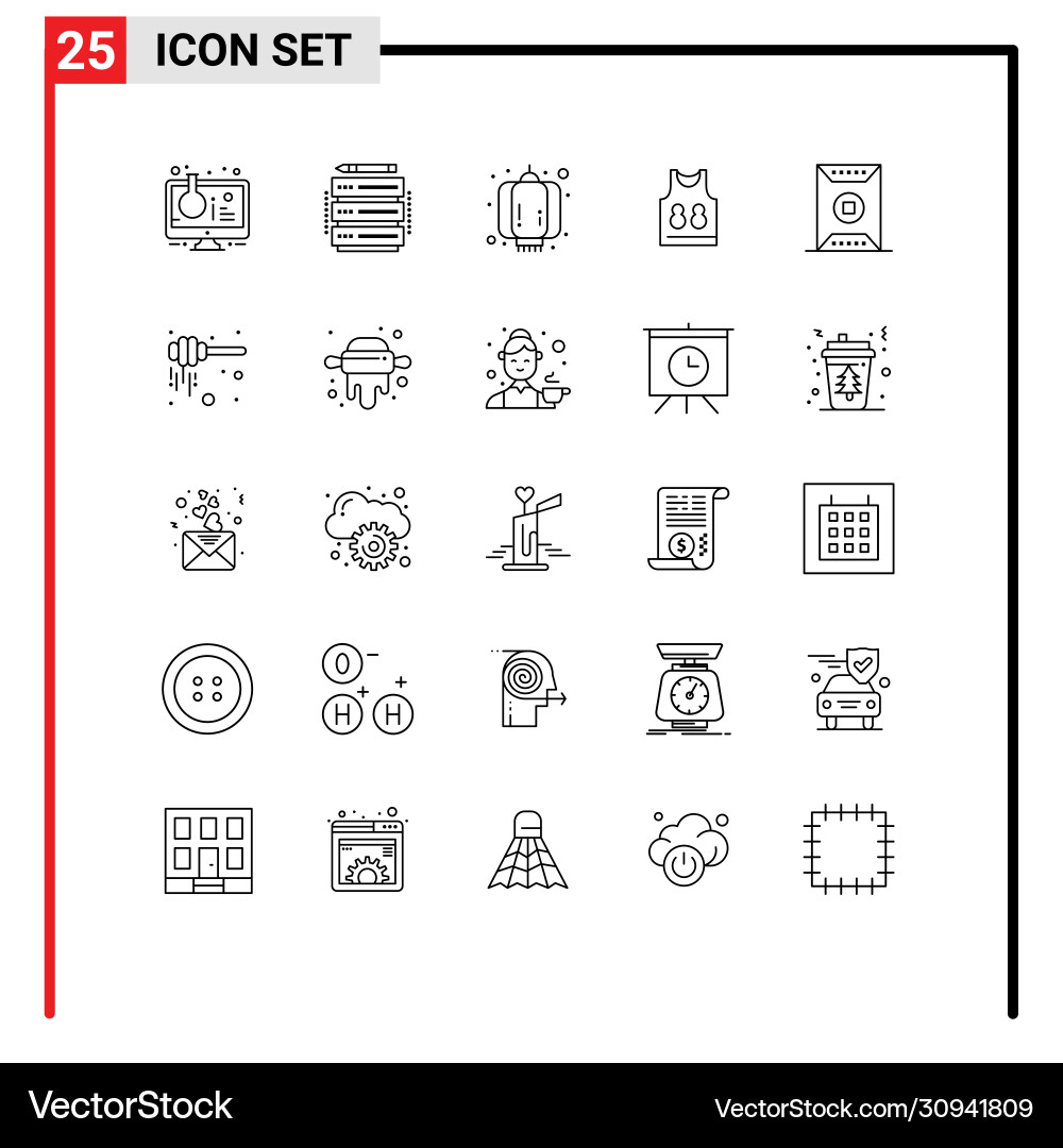 Editable line pack 25 simple lines field Vector Image