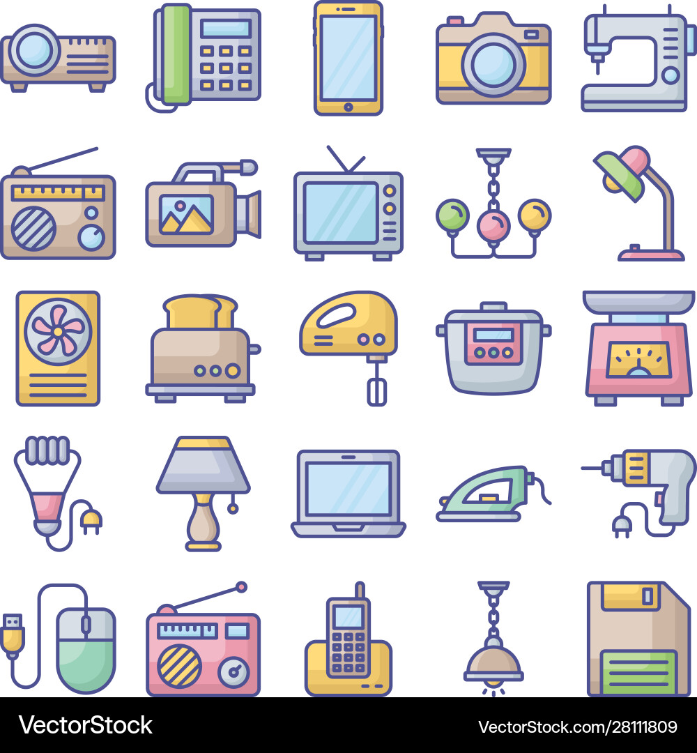 Electronics isolated icons set every singl Electronics isolated icons set every singl vector image