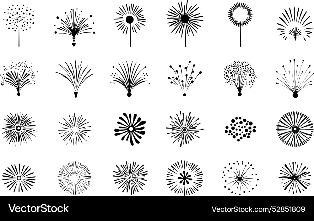 Exploding Fireworks Set Vector Image