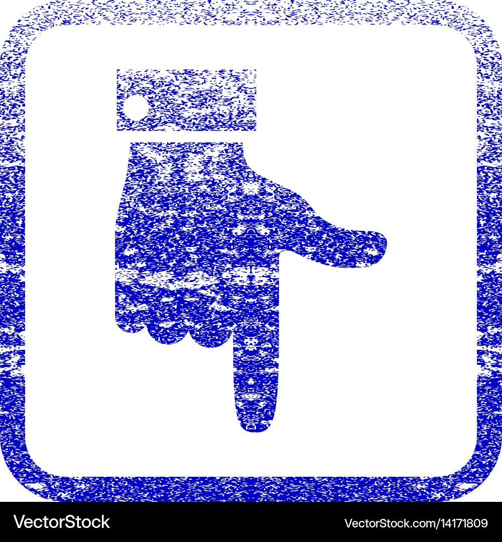 Hand pointer down framed textured icon vector image
