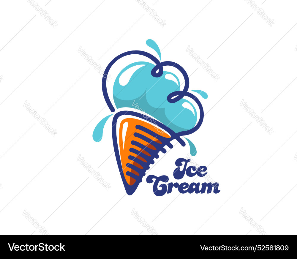 Ice cream waffle cone icon gelato dessert snack Ice cream waffle cone icon gelato dessert snack vector image