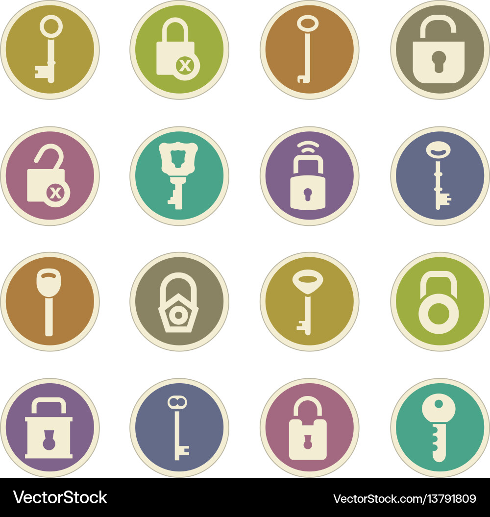 Lock and key icons set Vector Image