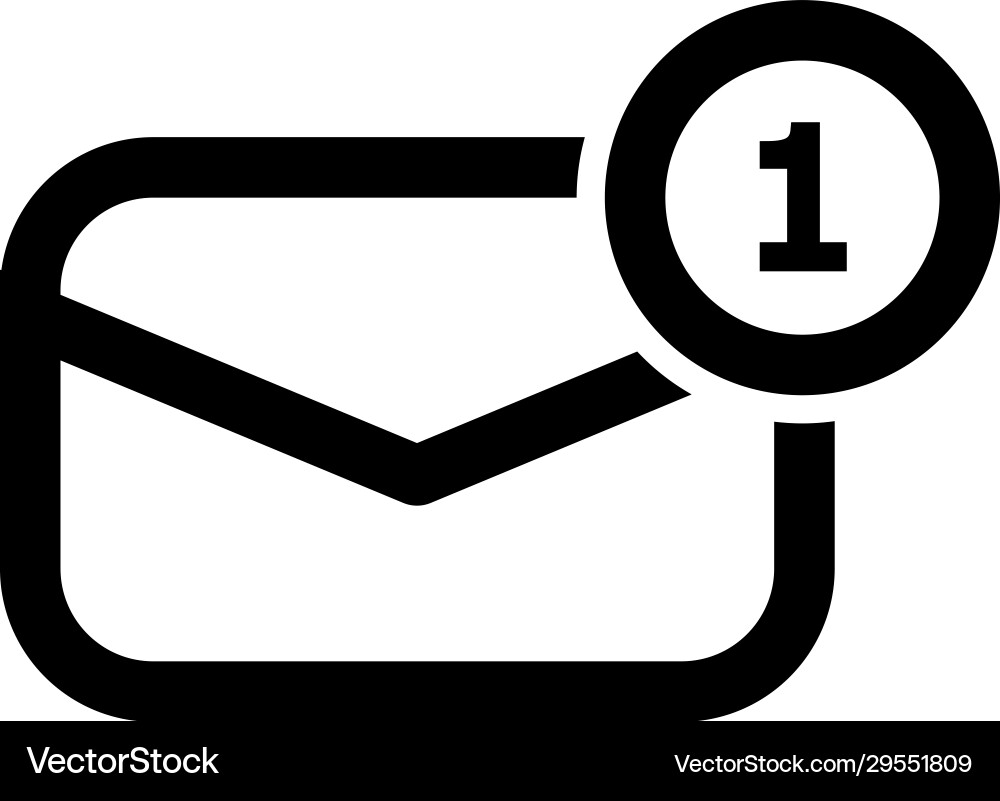 One new message mail icon symbol One new message mail icon symbol vector image