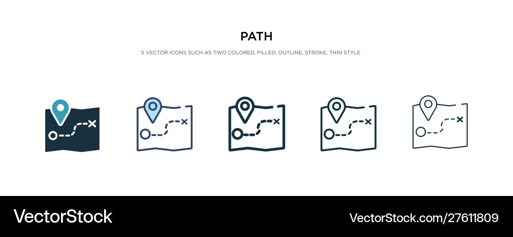 Path icon in different style two colored Path icon in different style two colored vector image