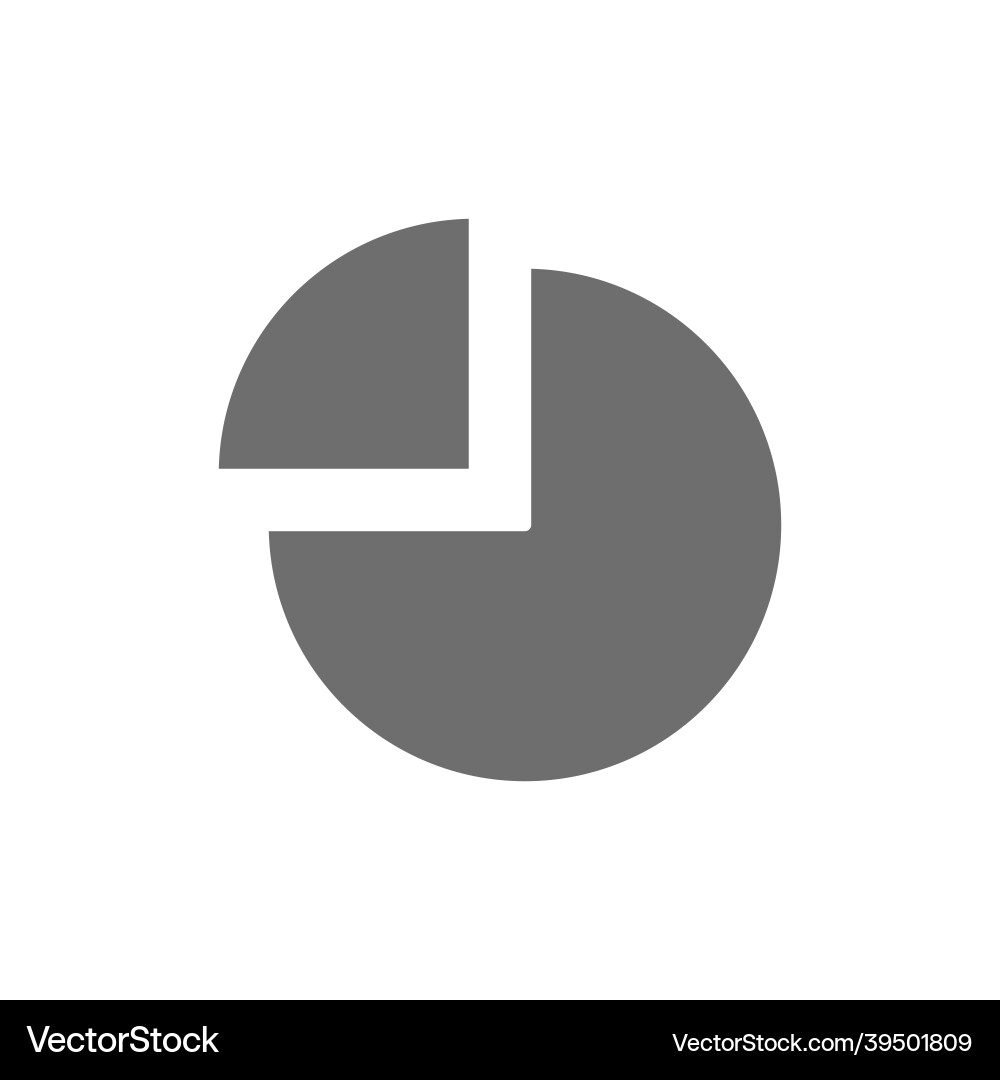 Pie chart with segment grey icon isolated vector image