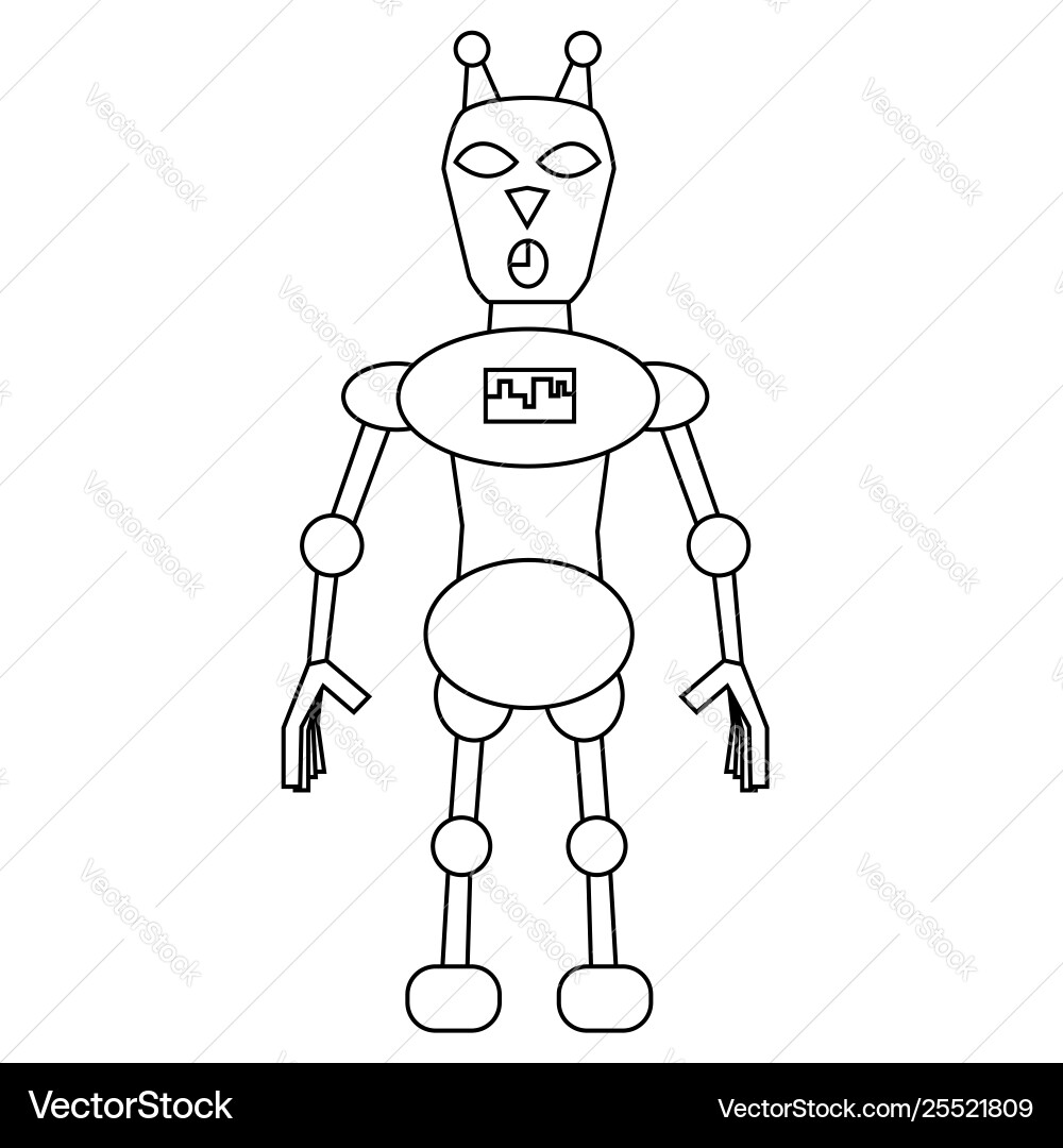 Robot cat outline character isolated stock Robot cat outline character isolated stock vector image
