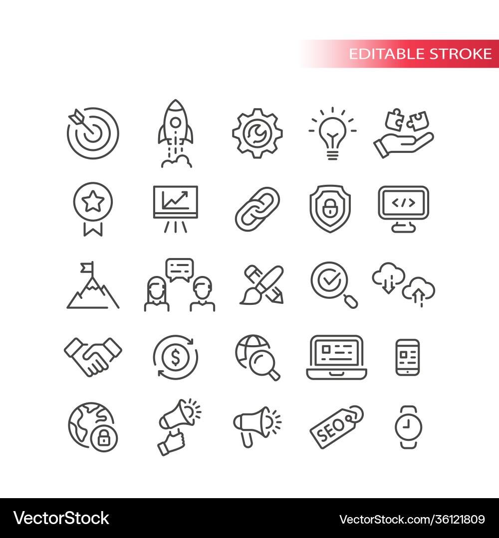 Seo Linie Symbol gesetzt Seo Linie Symbol gesetzt vektorbild