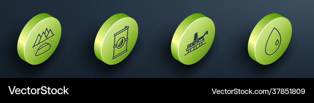 Set isometric oilfield bio fuel barrel oil Set isometric oilfield bio fuel barrel oil vector image