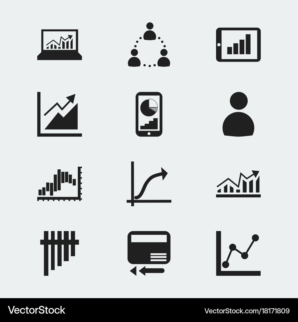 Set of 12 editable analytics icons includes vector image