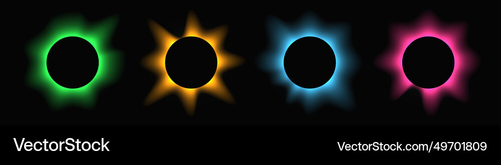 Set of circle illuminate light frames with color Set of circle illuminate light frames with color vector image