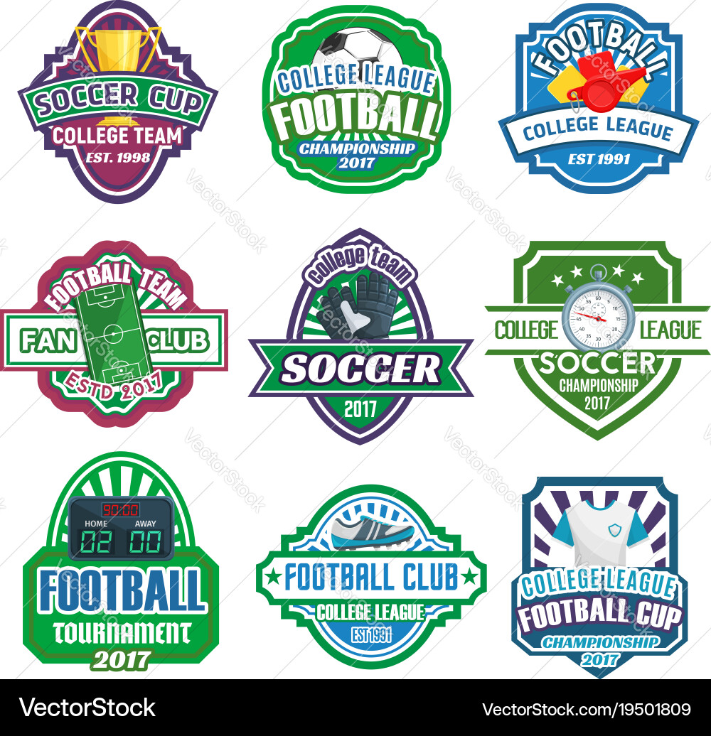 Soccer League & Football Club Icons Vector Image