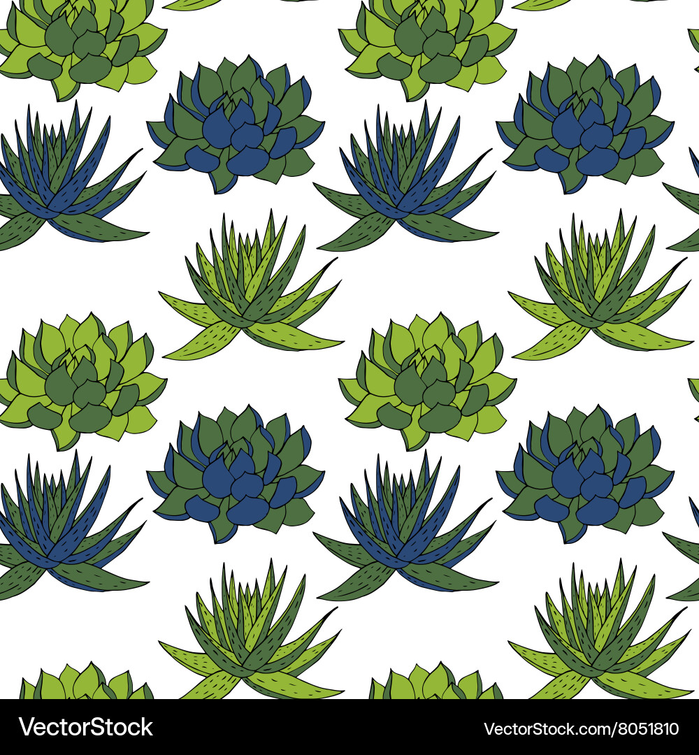 Abstract seamless pattern with succelents vector image