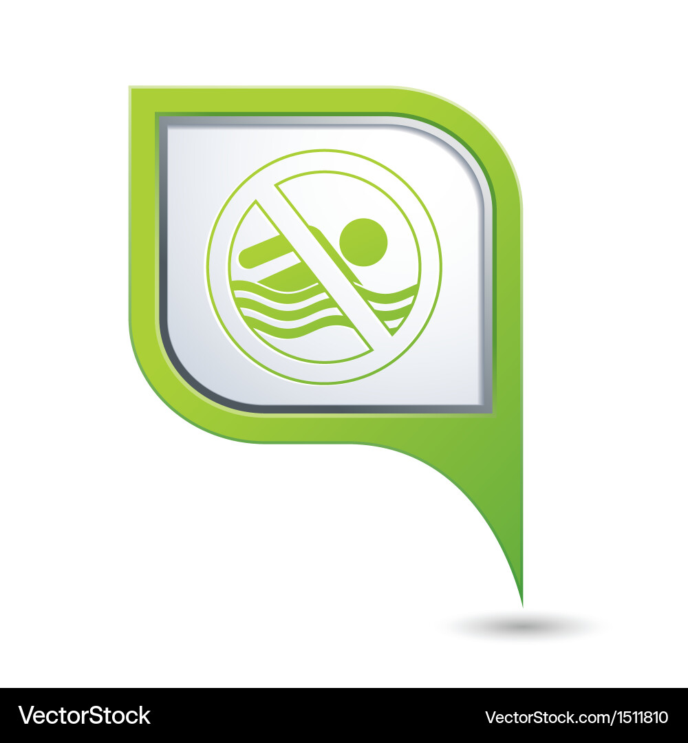 Beach closed symbol on green map pointer vector image