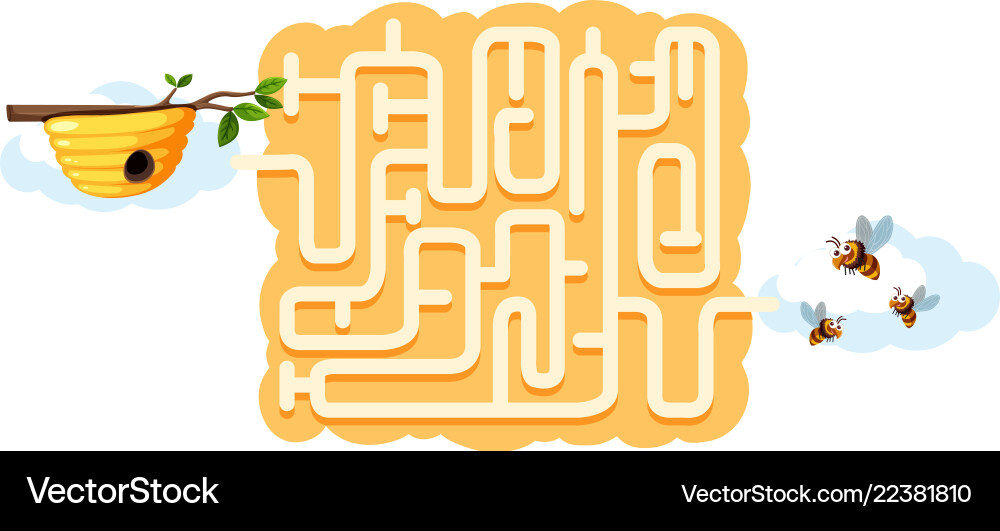 Bee Maze Game - Find the Hive vector image
