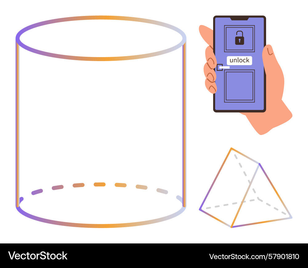 Geometric shapes with smartphone unlock feature Vector Image
