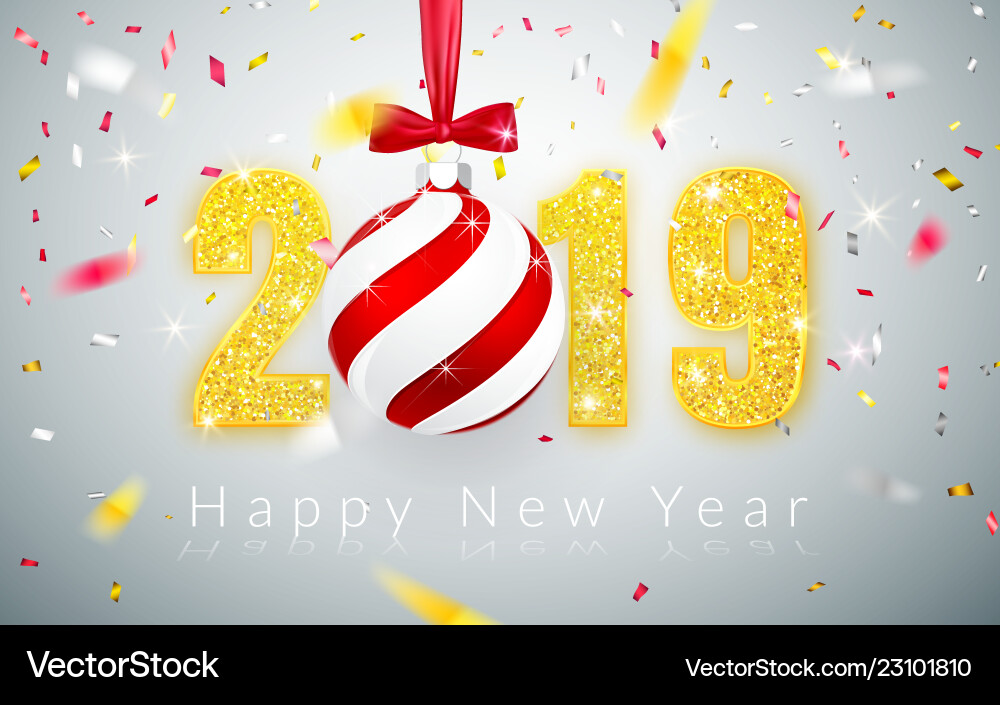 Happy new year 2019 gold numbers design Happy new year 2019 gold numbers design vector image