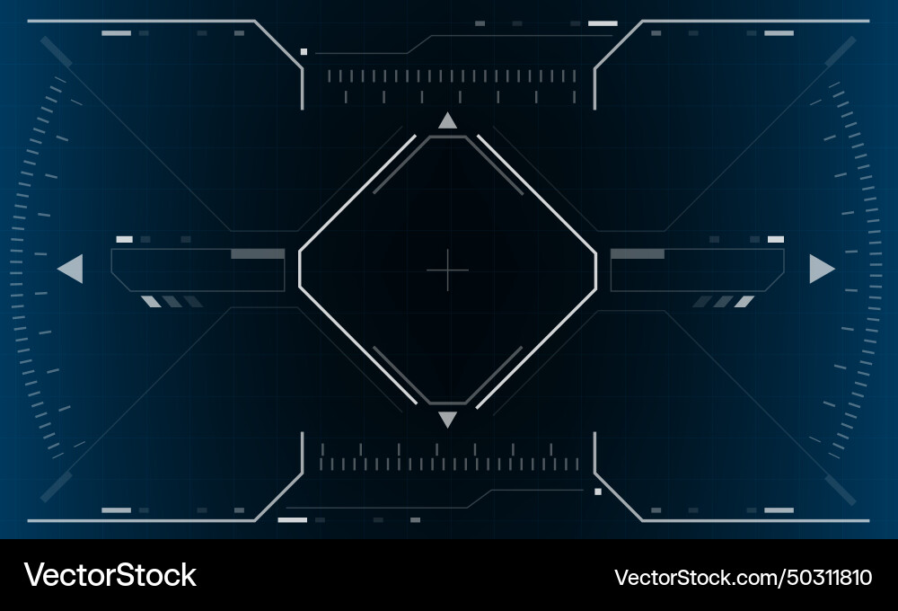 Hud sci-fi interface screen view white hexagon vector image