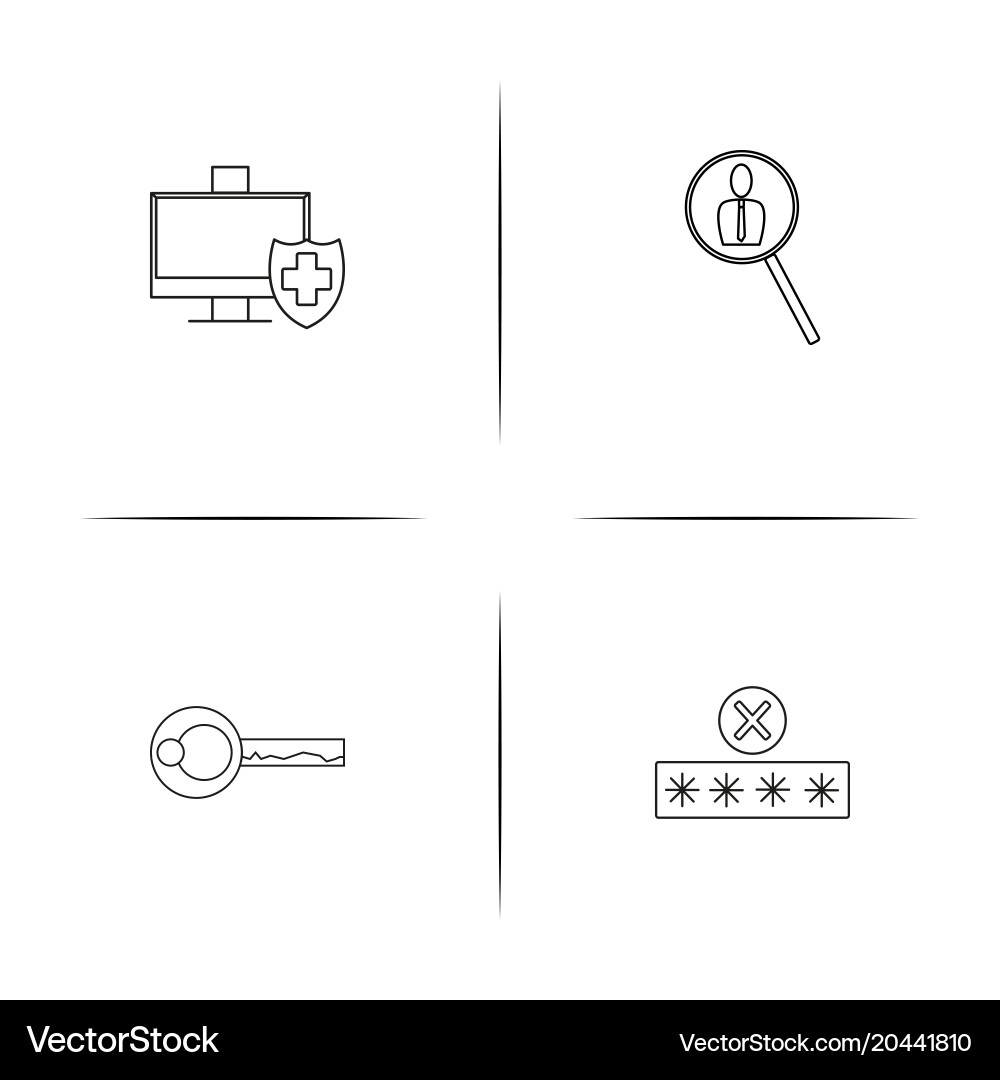 Internet security simple linear icon setsimple vector image