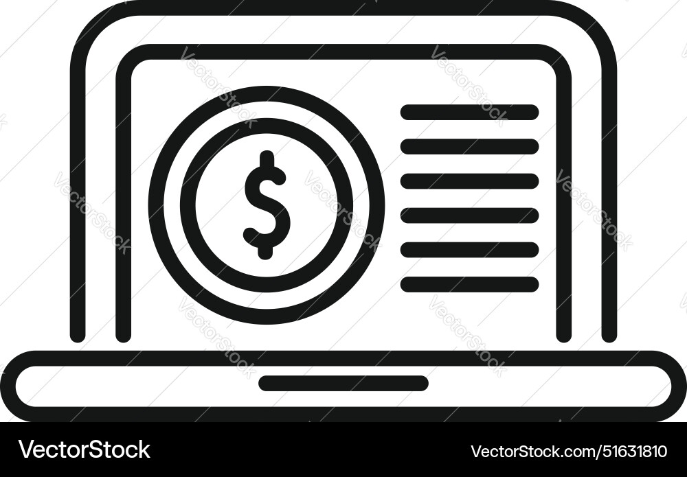 Laptop Showing Financial Data With Dollar Sign Vector Image