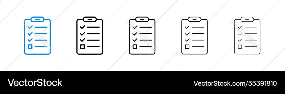 List check icons in five different stroke sizes List check icons in five different stroke sizes vector image