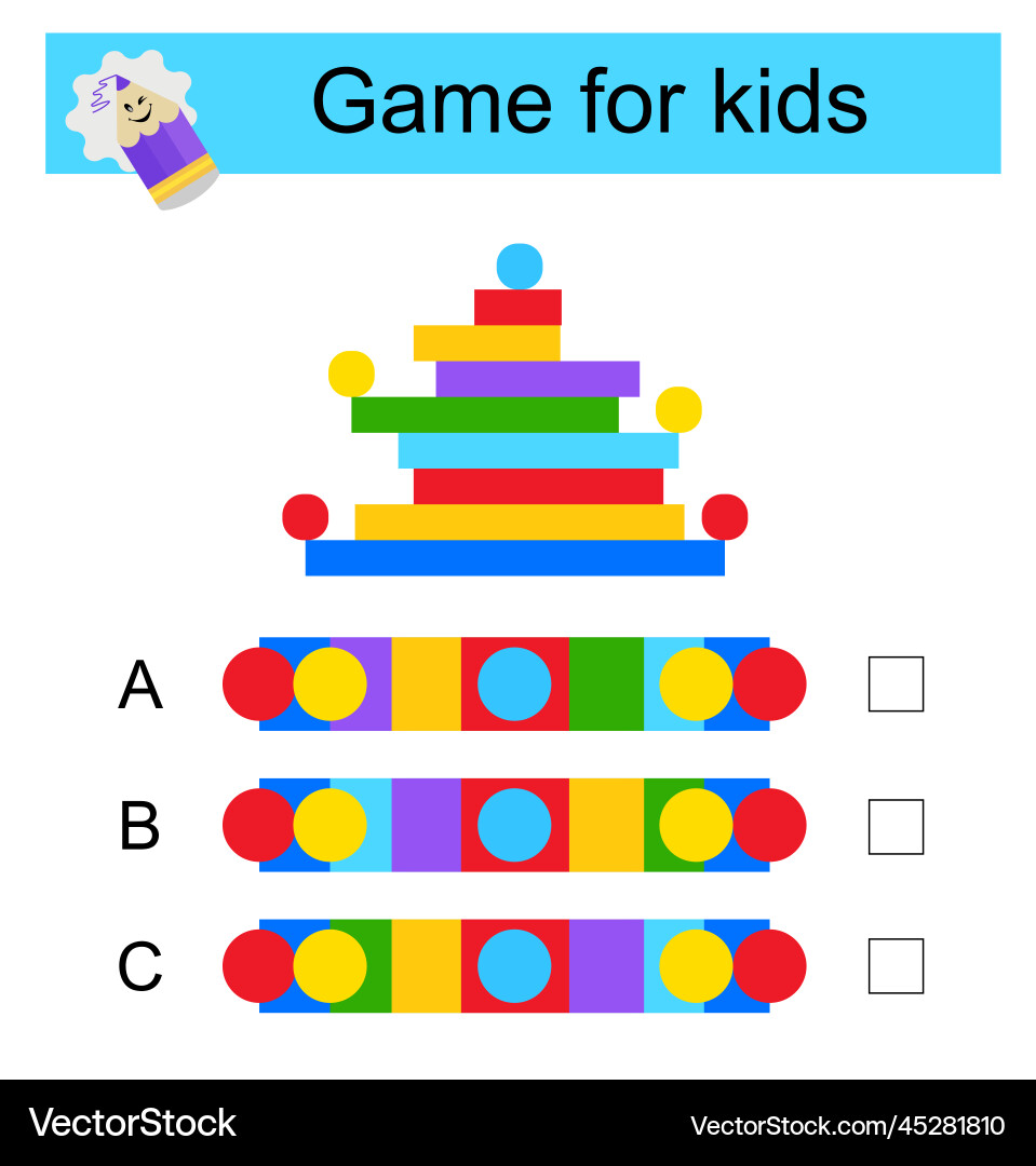 Logical puzzle game need to find correct top view Logical puzzle game need to find correct top view vector image